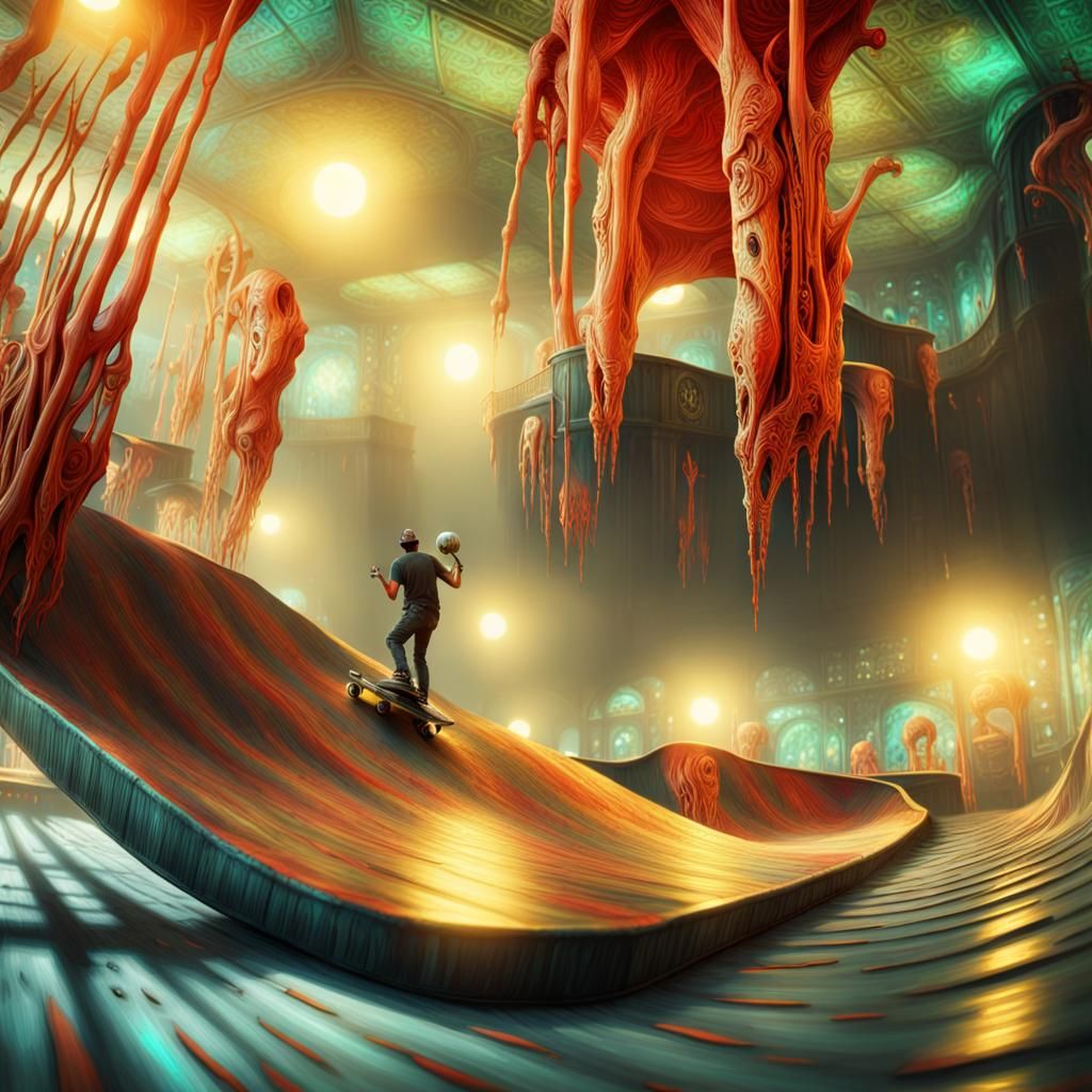 Psychedelic Skatepark with Advanced Technology in 8K