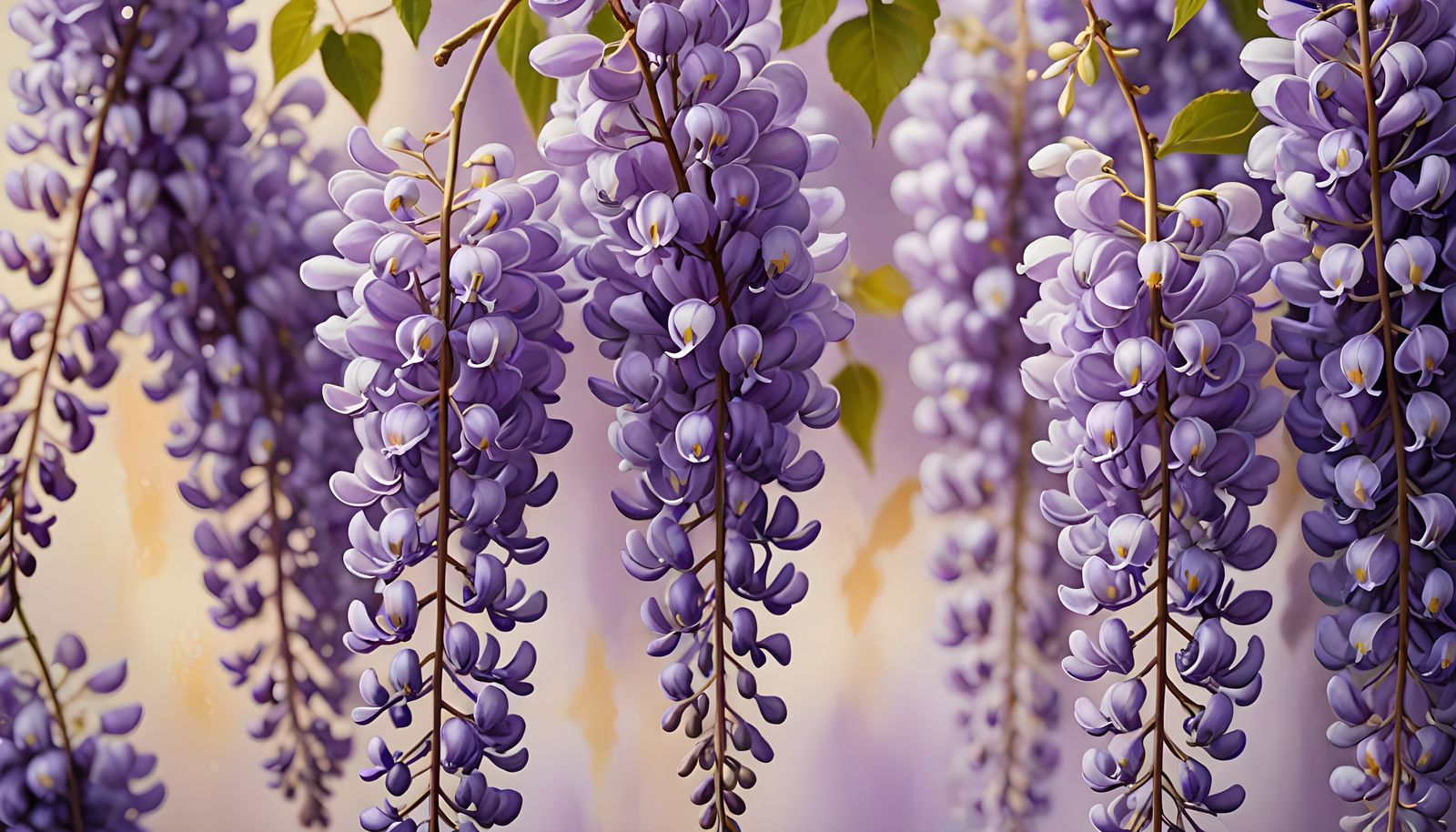 Cascading Purple Wisteria Flowers in Soft Focus