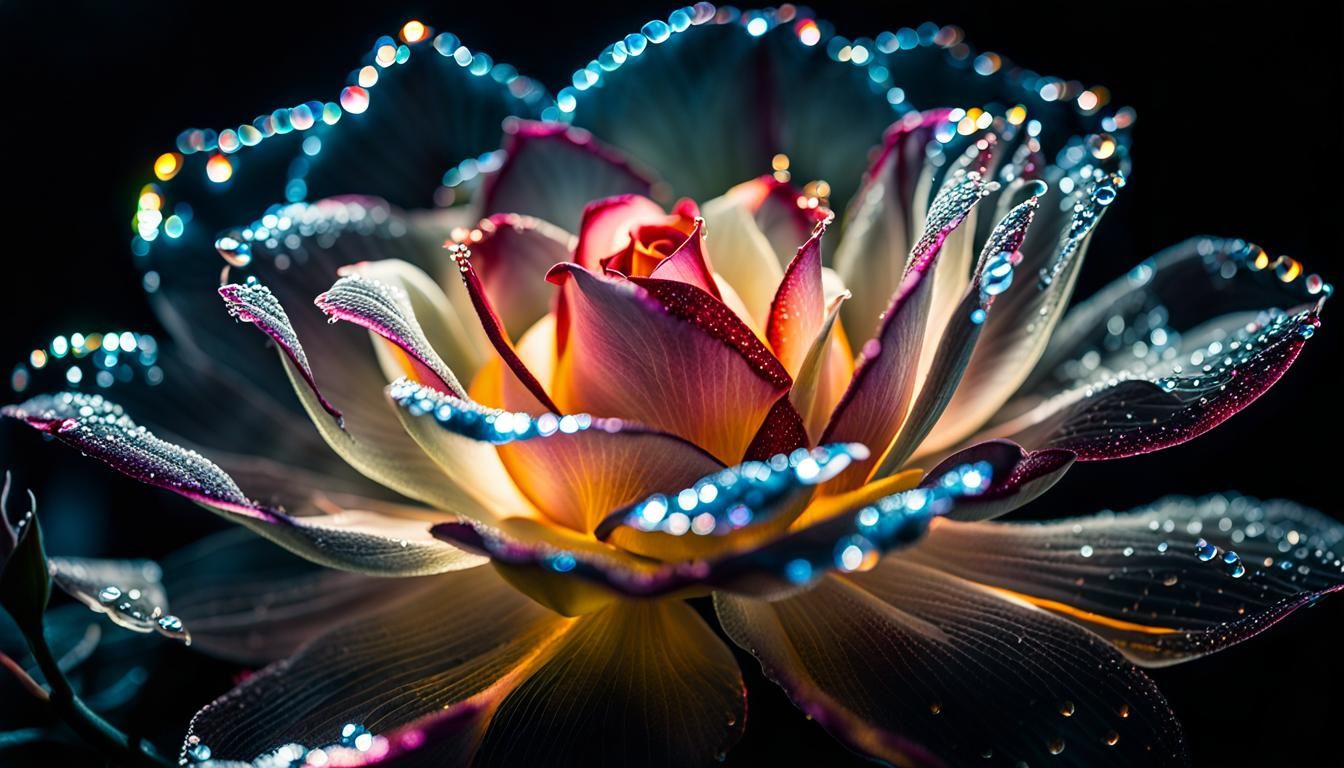 Magical Bioluminescent Rose in Luminism Photography