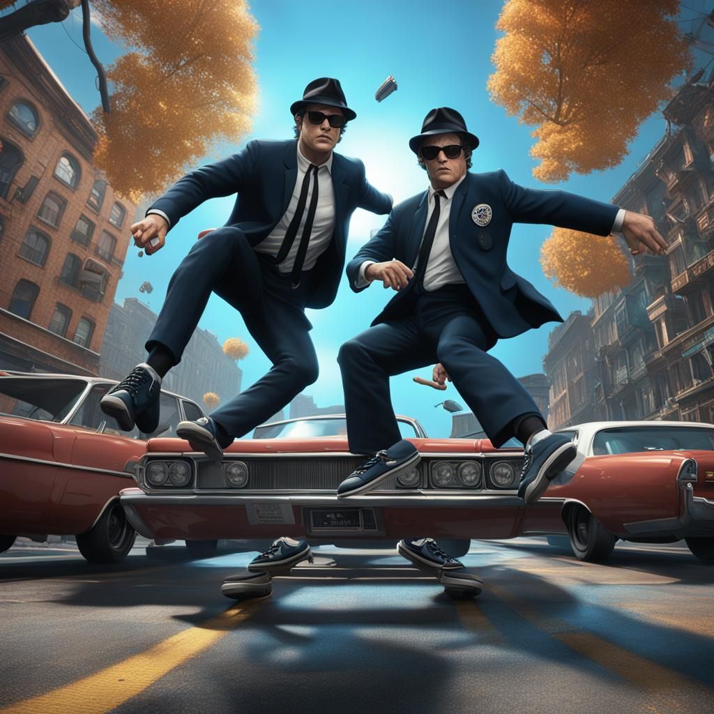 The Blues Brothers Performing a Kickflip