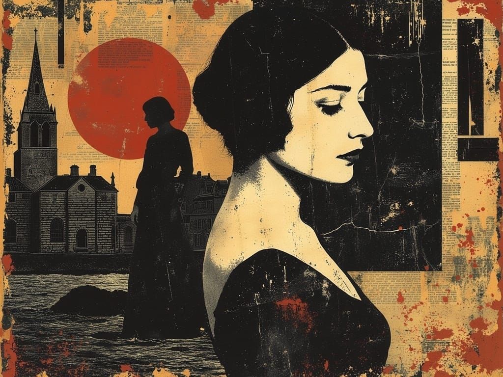 Elegant Woman in Metropolis, Art Nouveau Style