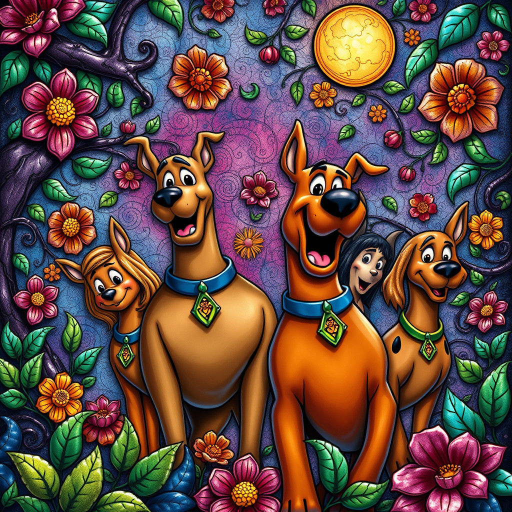 Scooby-Doo Gang in 3D Metallic Pop Art