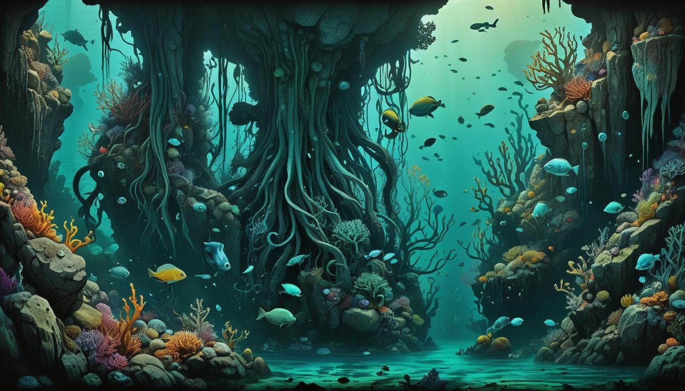 Enchanted Underwater Landscape in Digital Painting Style
