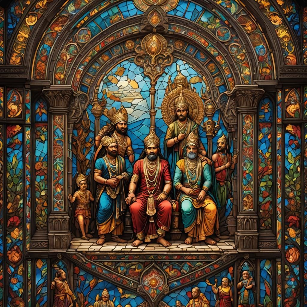 Stained Glass Window Depicting Padava Brothers Scenes
