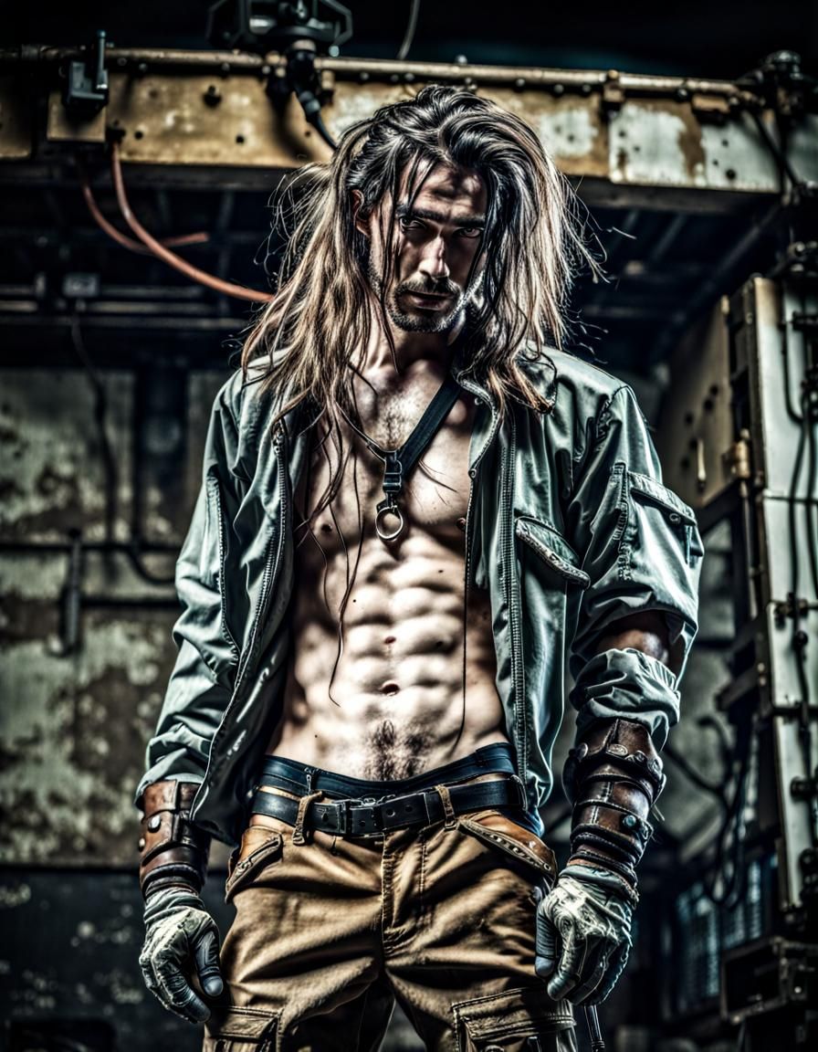 Cyberpunk Scavenger with Cybernetic Implants