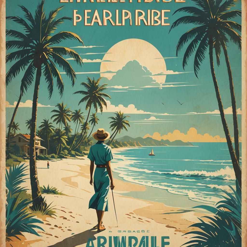 Retro Travel Poster: Explore Paradise Island