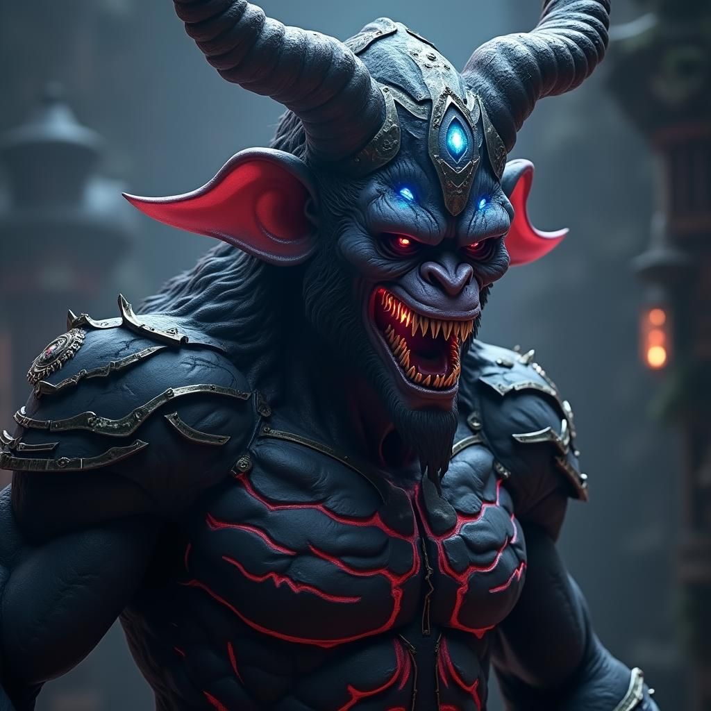 Monkey King in Dark Armor: Fantasy Concept Art