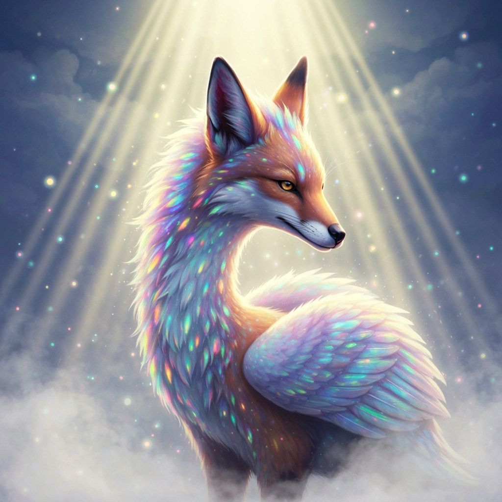 Astral Fox Swan Hybrid in Ethereal Cosmic Fantasy