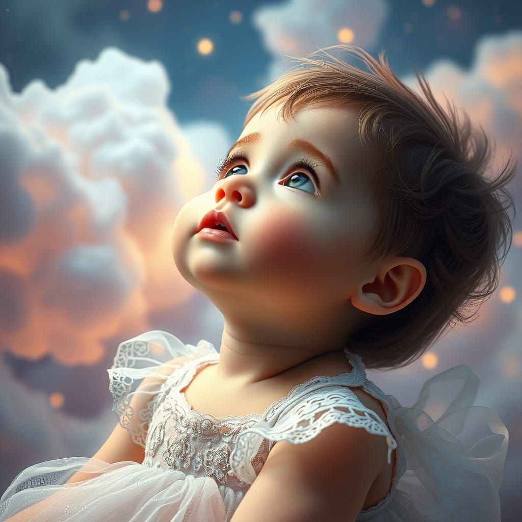 Dreamy Baby Fairy in Whimsical Sky