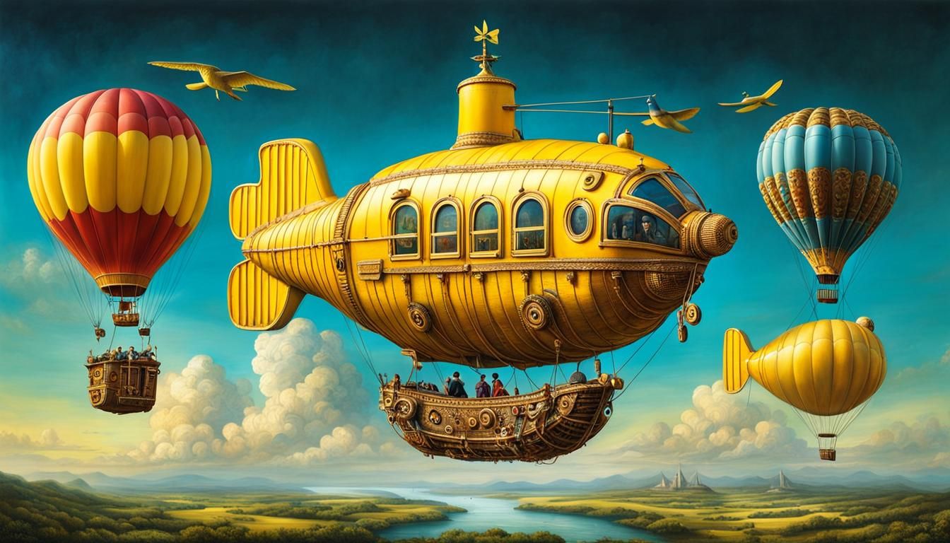 Fantastical Yellow Submarine Hot Air Balloon