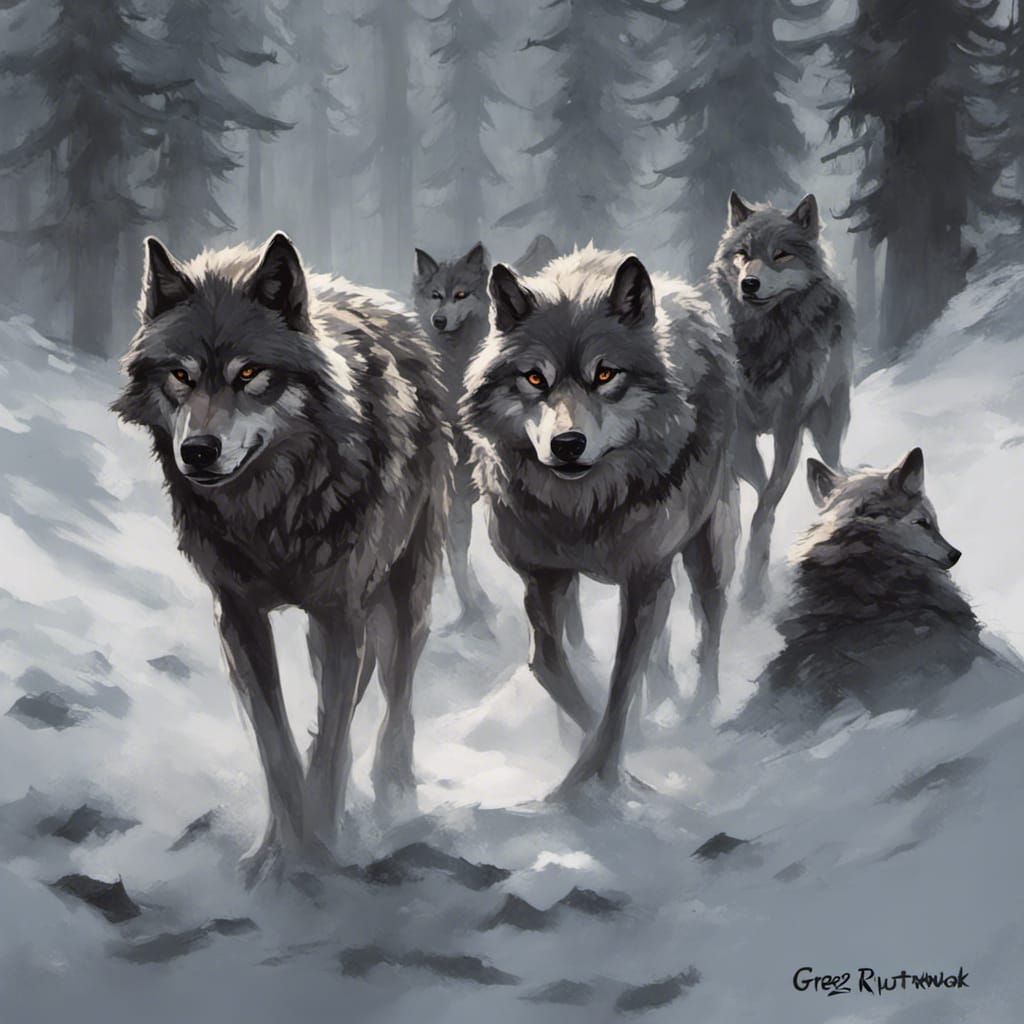 Sinister Wolf Pack in Rutkowski Style