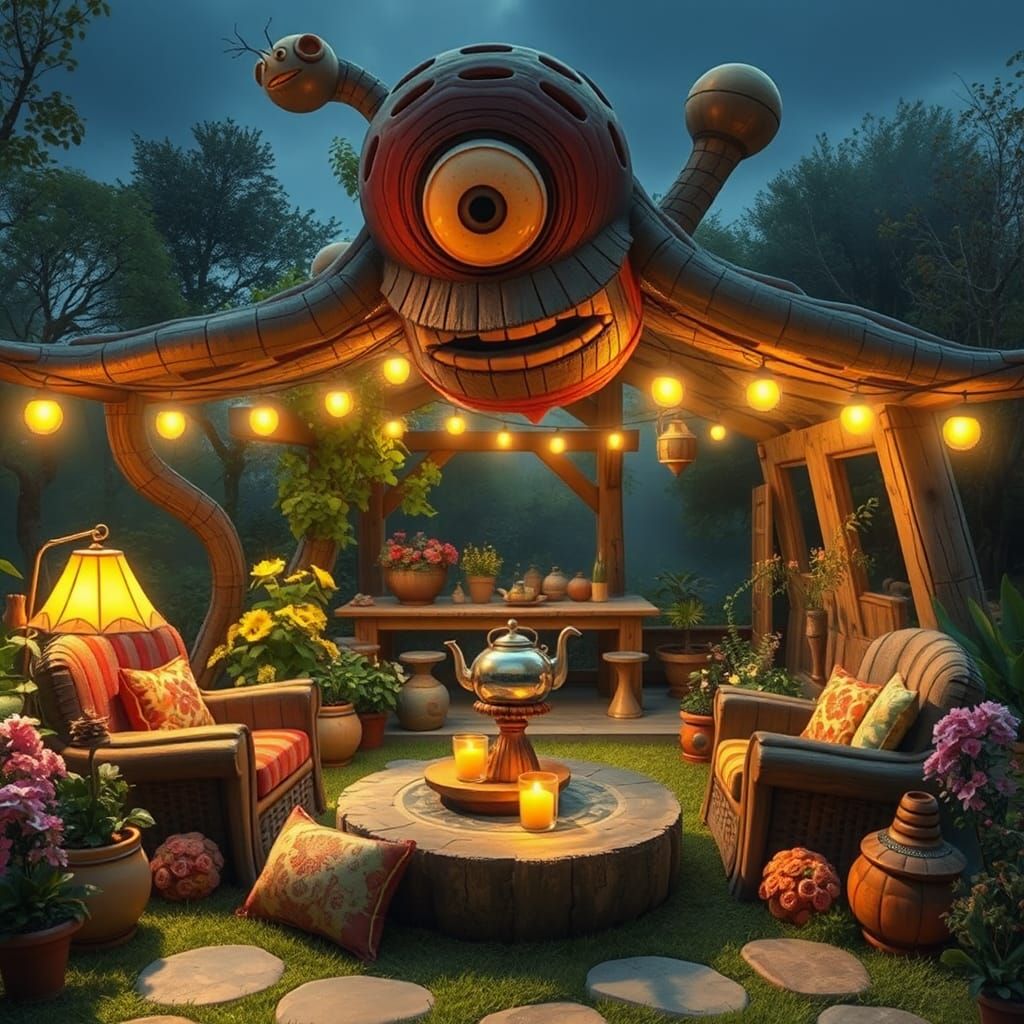 Dreamlike Outdoor Living Room with Peculiar Structure