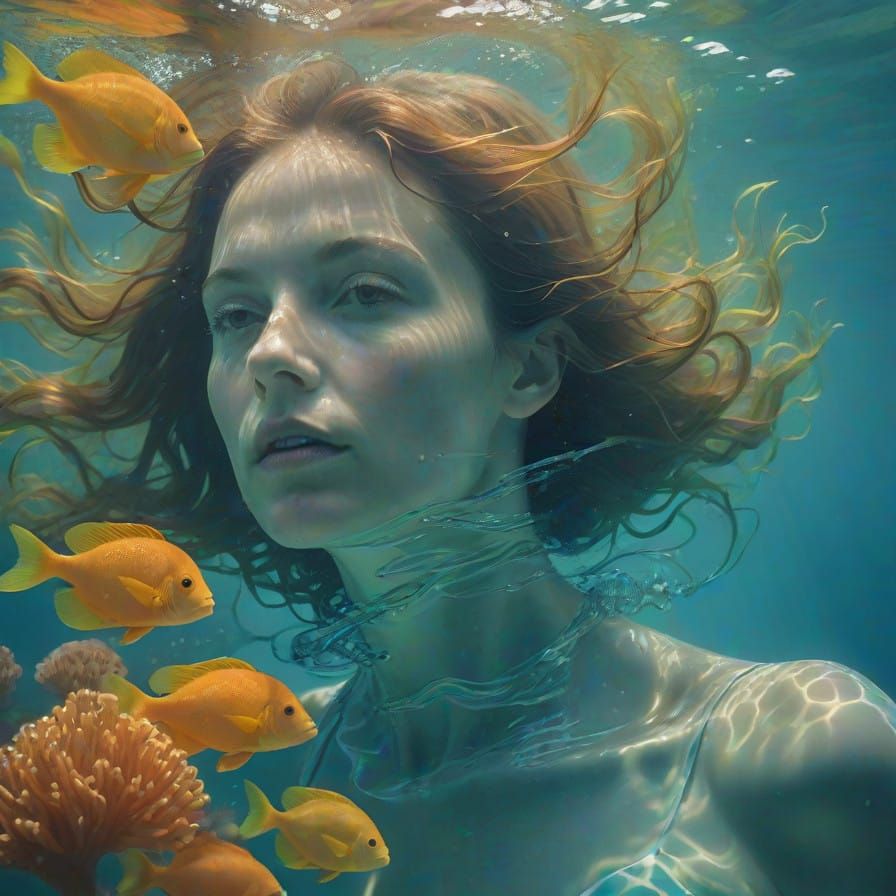 Dry Hair Underwater Scene