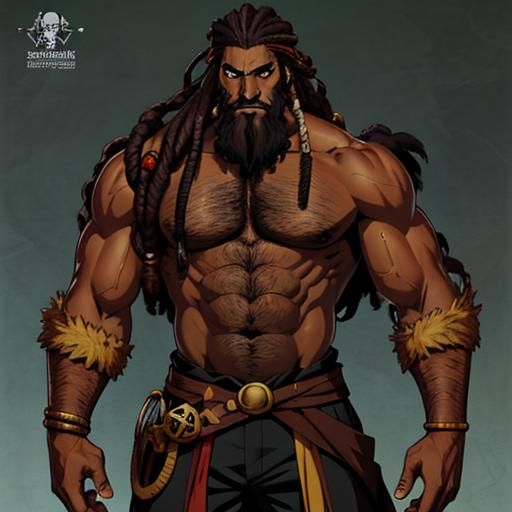 Handsome African Pirate in Anime Key Visual Style
