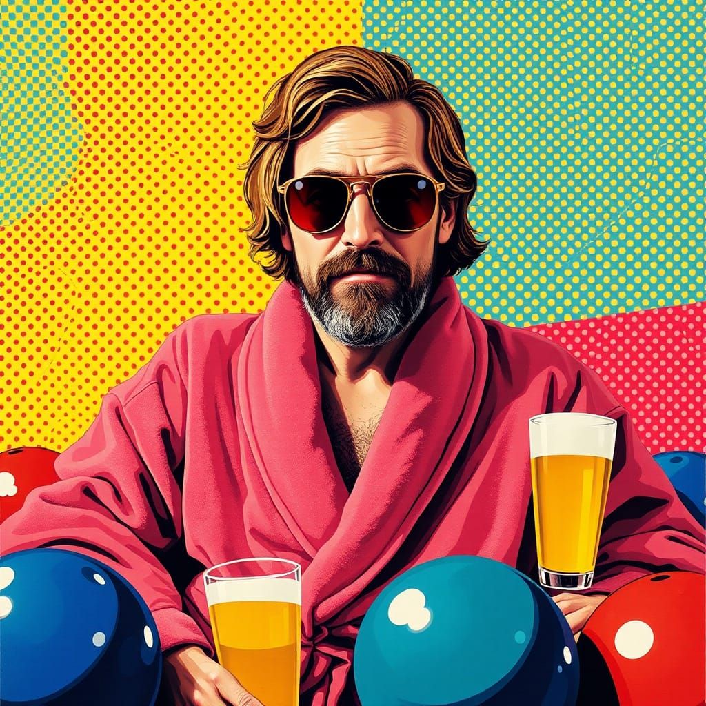The Dude Lebowski in Pop Art Style