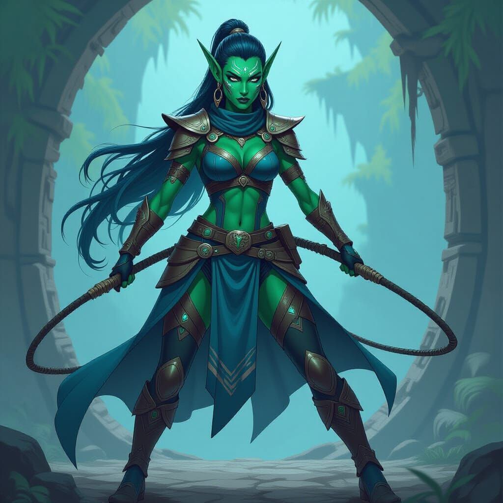 Zorathian Huntress Syl'Reth in Sci-Fi Fantasy Style