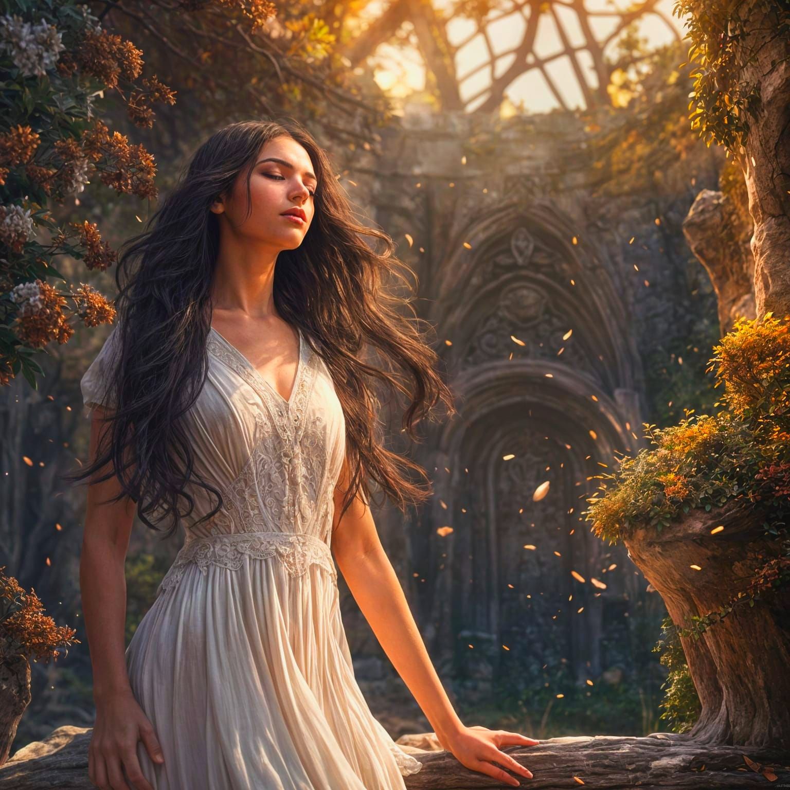 Girl in Sunlight: Detailed Fantasy Art