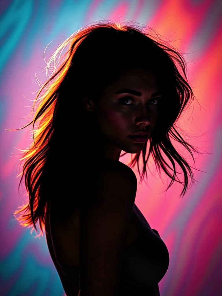 Striking Silhouette: Long Exposure Portrait with Vibrant Acc...