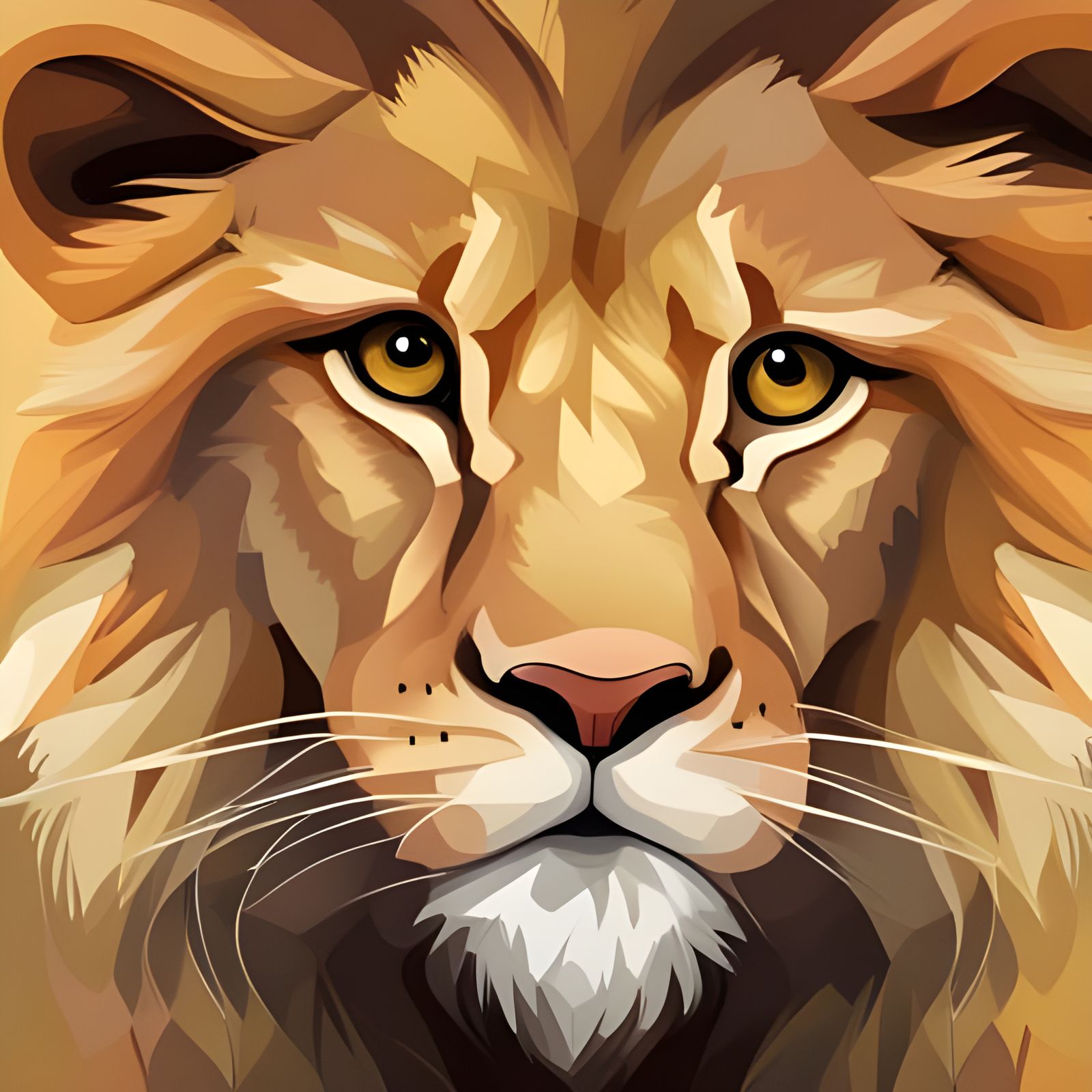 Cute Baby Lion Portrait in Cartoon Style
