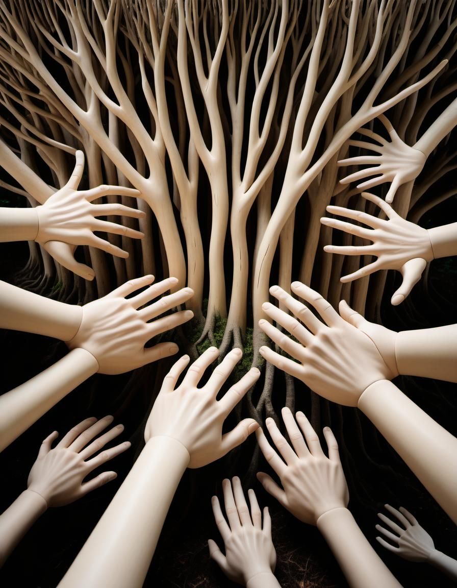 Surreal Hand Tree Forest in Fingerpunk Style