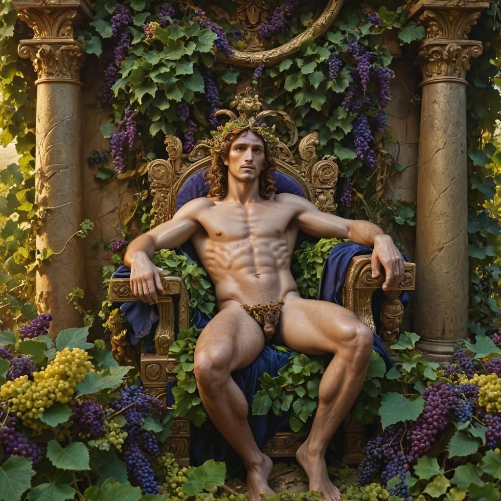 Dionysus Reclining on Golden Throne: Fantasy Concept Art