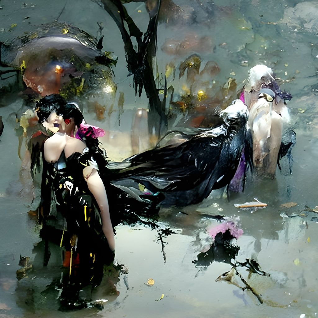 Ethereal Gothic Moonscape in Art Nouveau Style