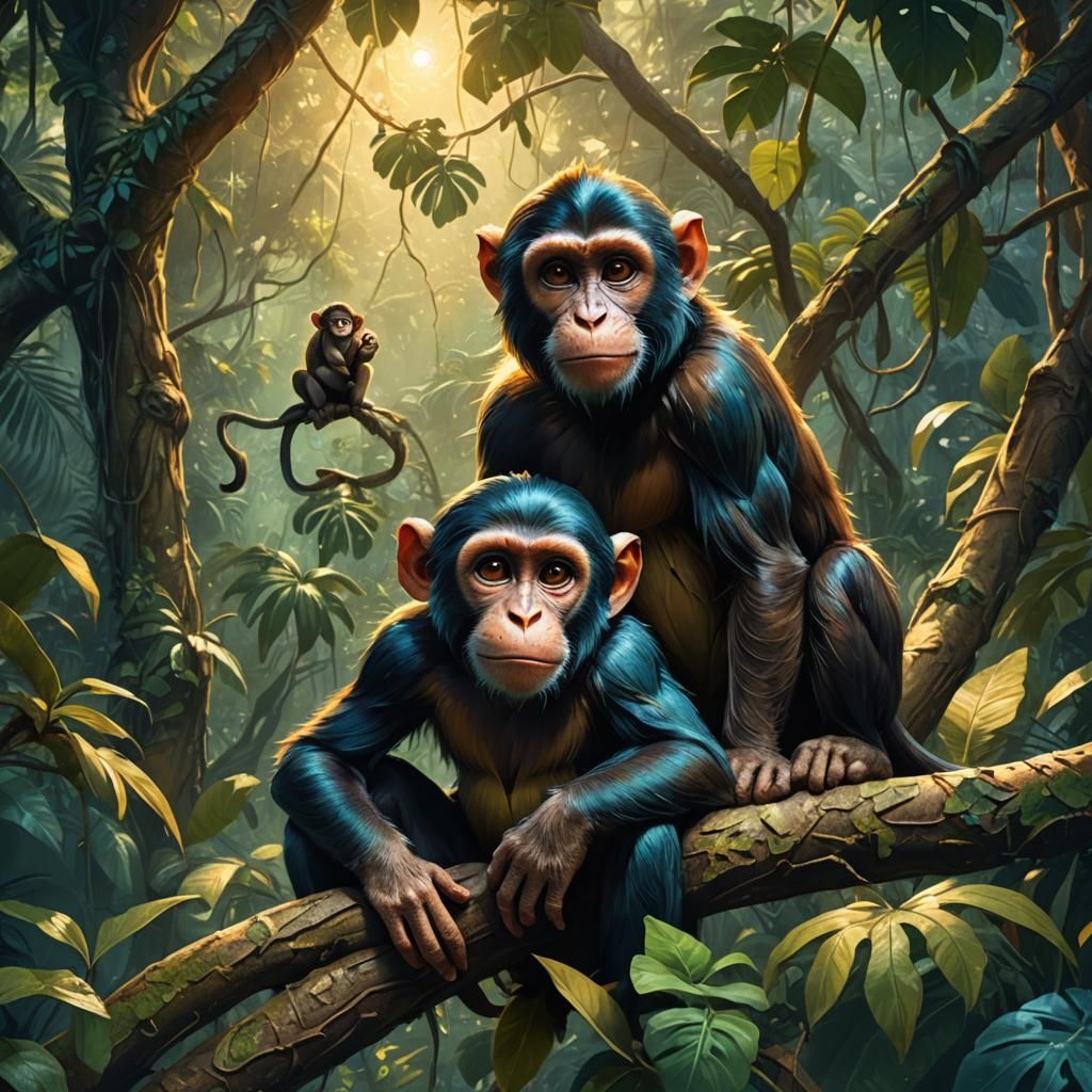 Jungle Friendship in Golden Light: Concept Art