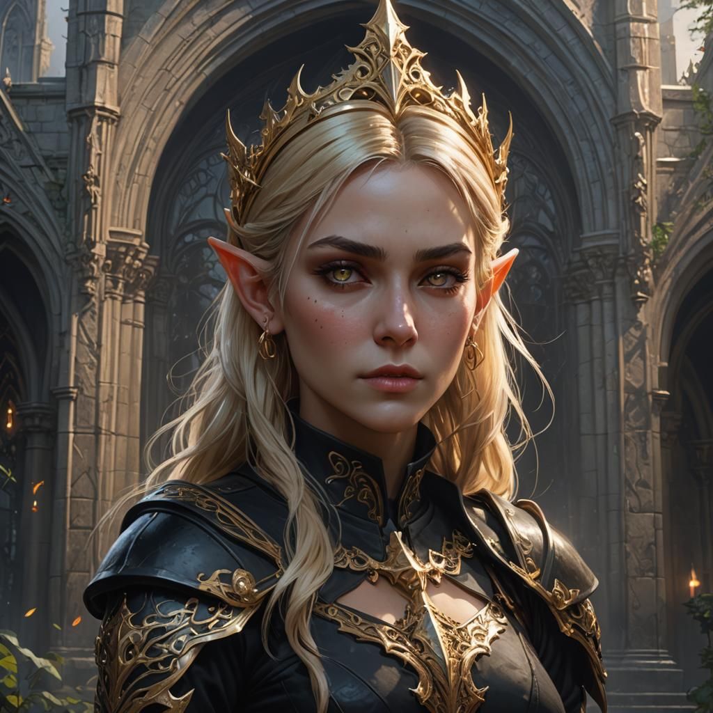 Gothic Fantasy Elf Lady in Military Uniform