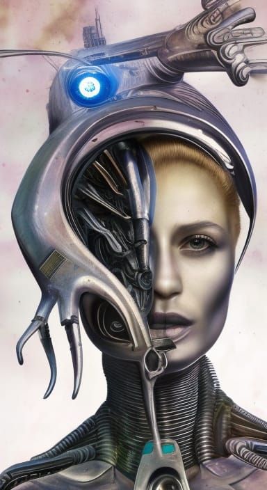 Futuristic Police Woman in Hyperrealistic Style