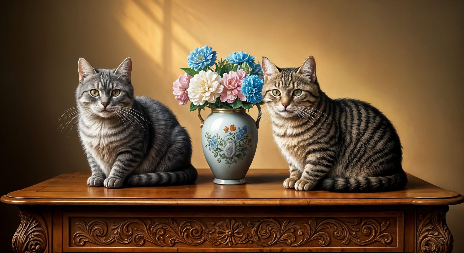 Cats in a Renaissance Still Life