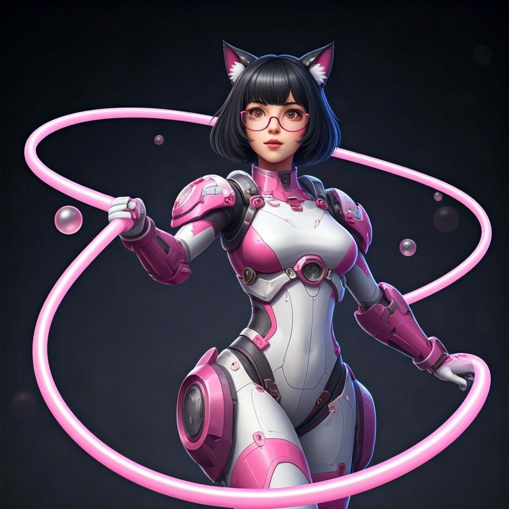 Fantasy Girl Mastering Bubblegum Magic in a Vibrant Anime Wo...