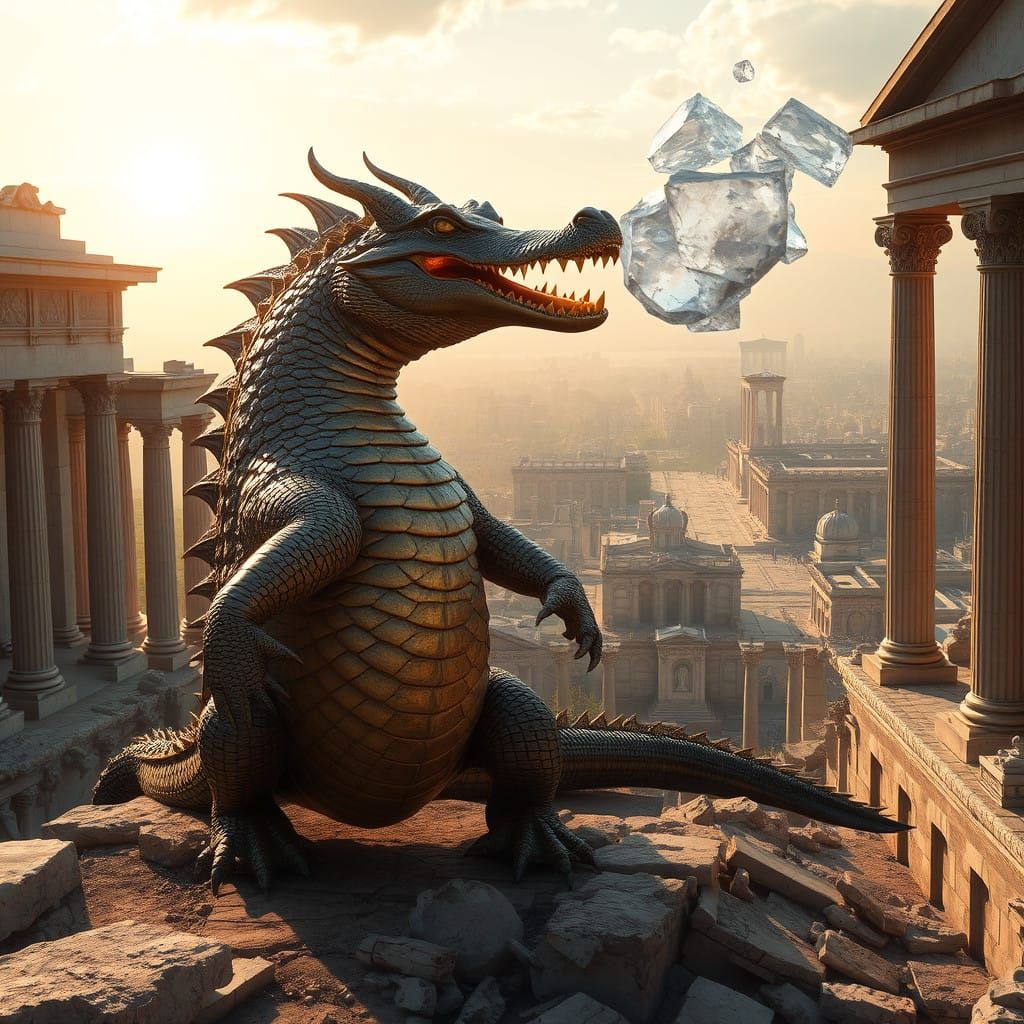 Mythical Crocodile Gorgon Reigns Over Ancient Greek Metropol...