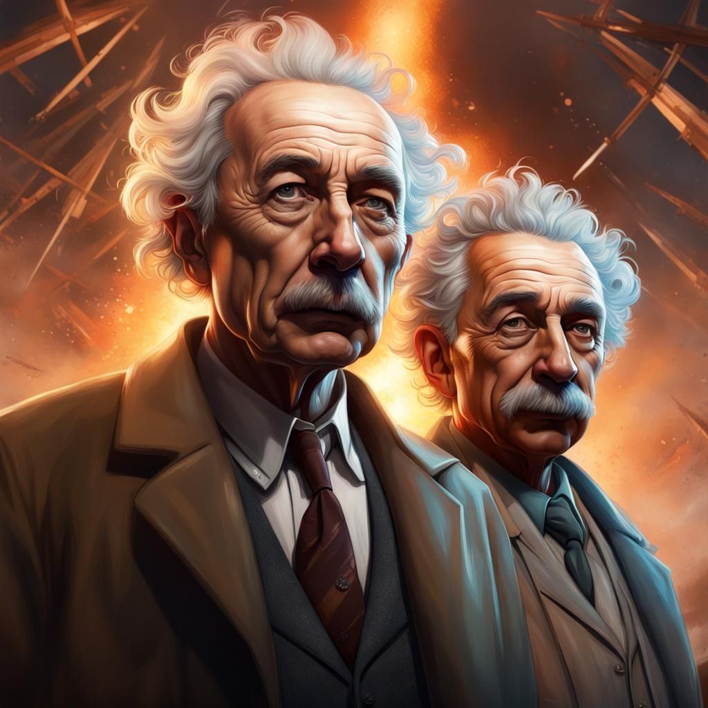 Oppenheimer and Einstein: Cinematic Atomic Portrait