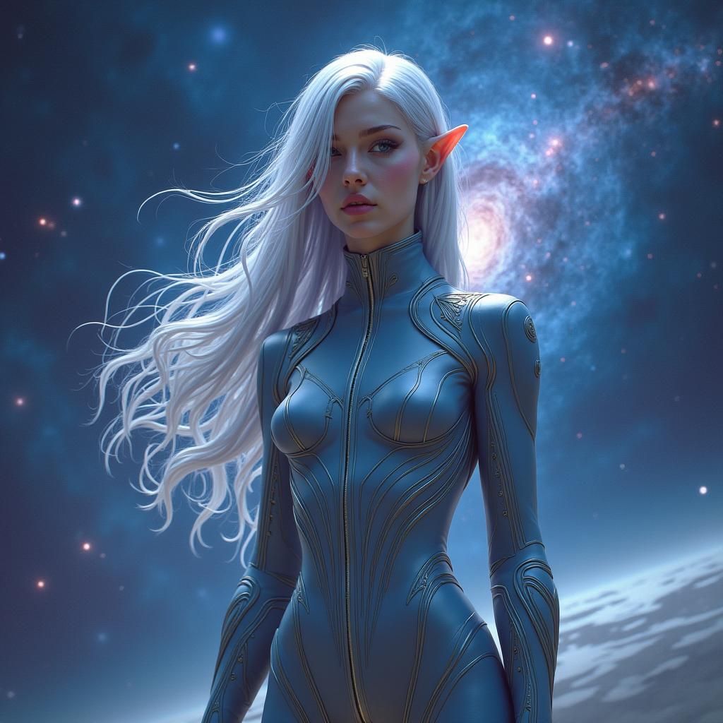 Majestic Space Woman in Nebula Galaxy