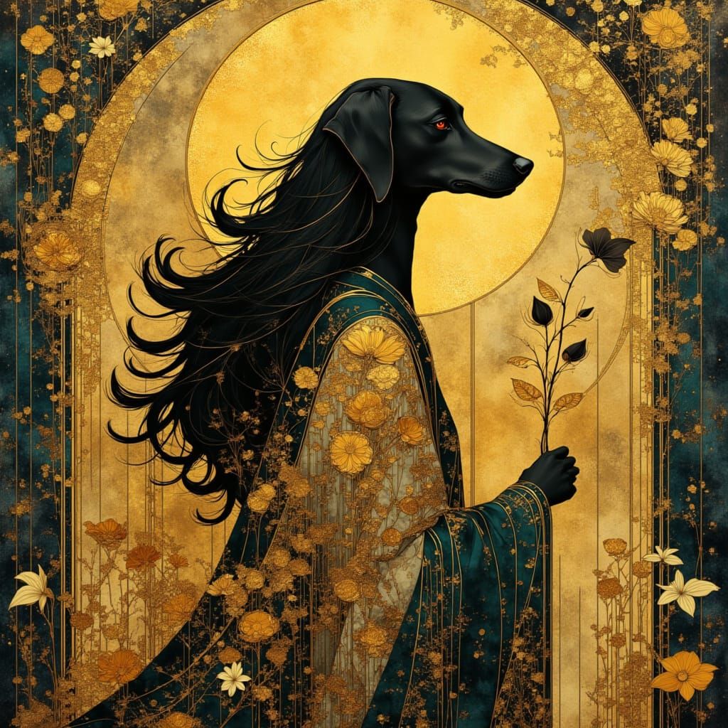 Elegant Borzoi Dog in Art Deco Style