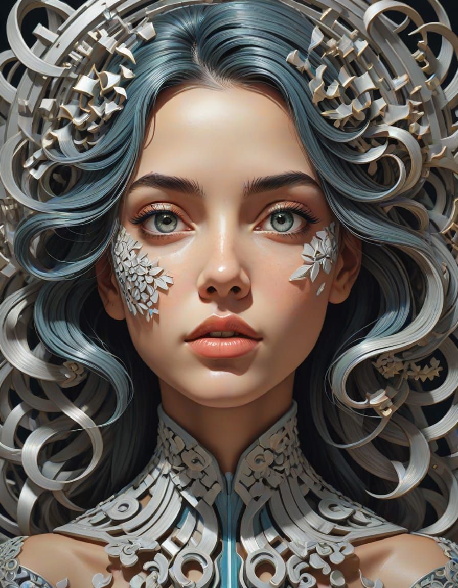 Optical Illusion: Fractal Faces in Vivid Colors