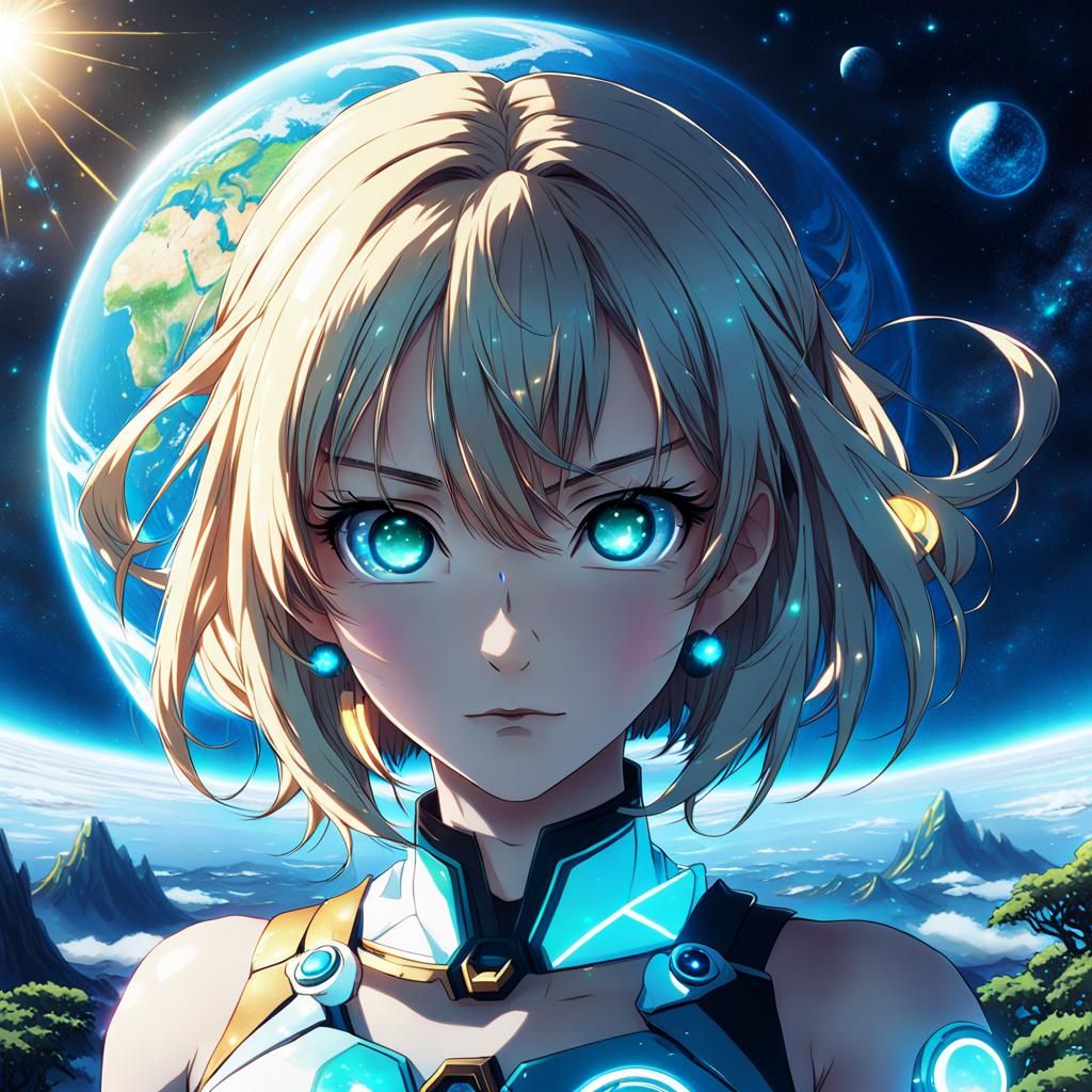 Ethereal Girl with Shining Eyes: Anime Style