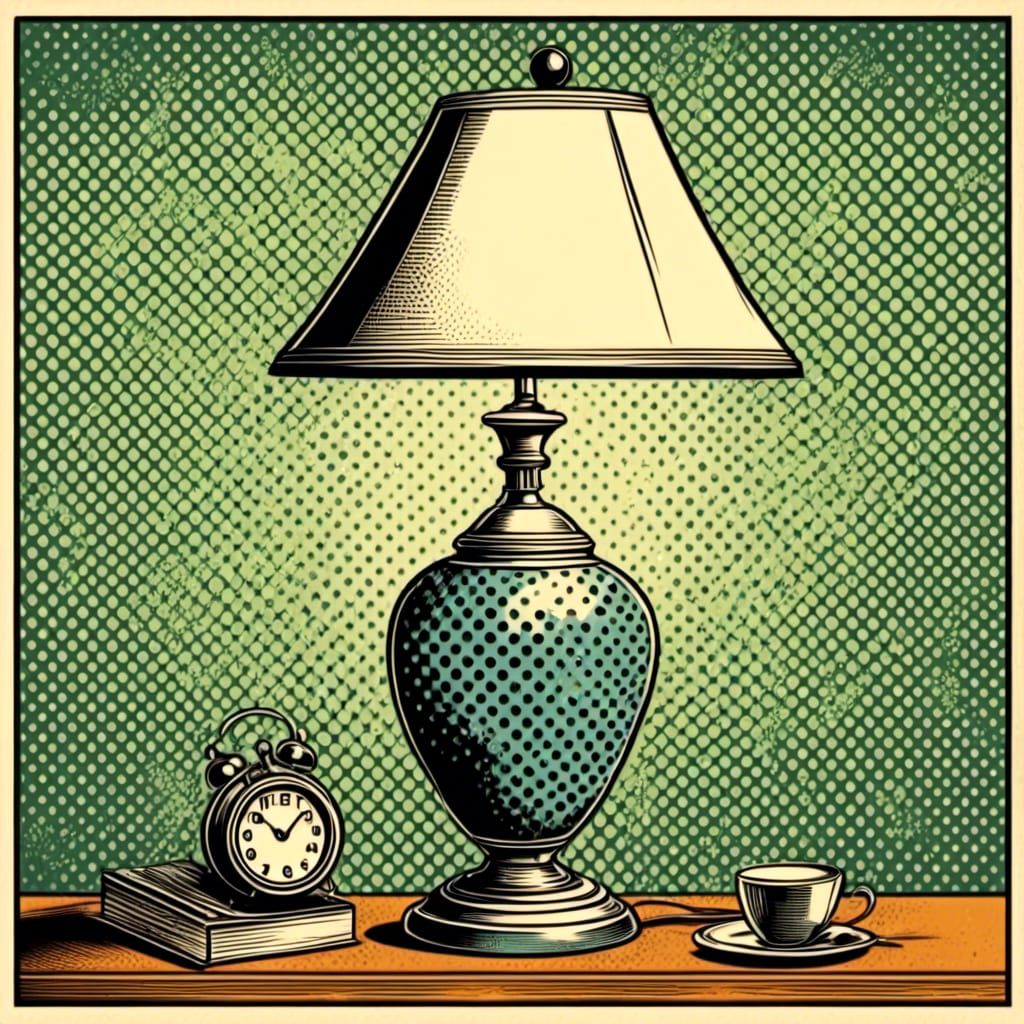 Vintage Lamp in 1940s Pop Art Style