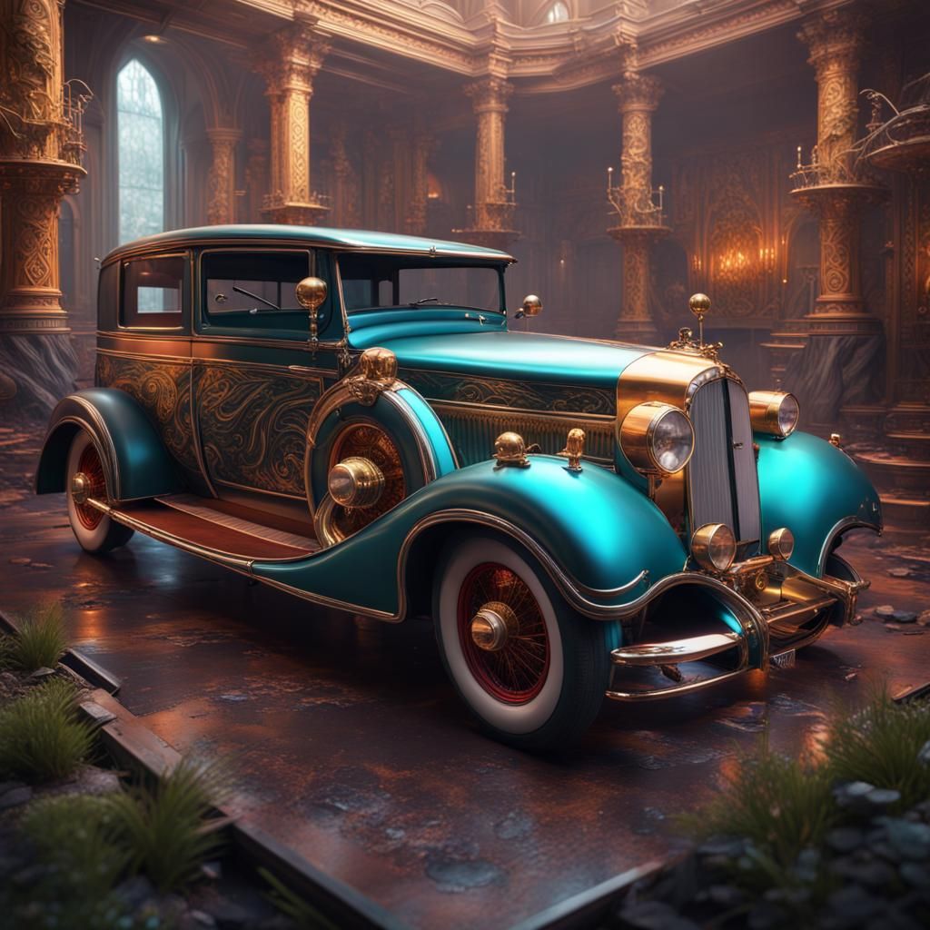 Art Deco Car in Detailed Matte Painting