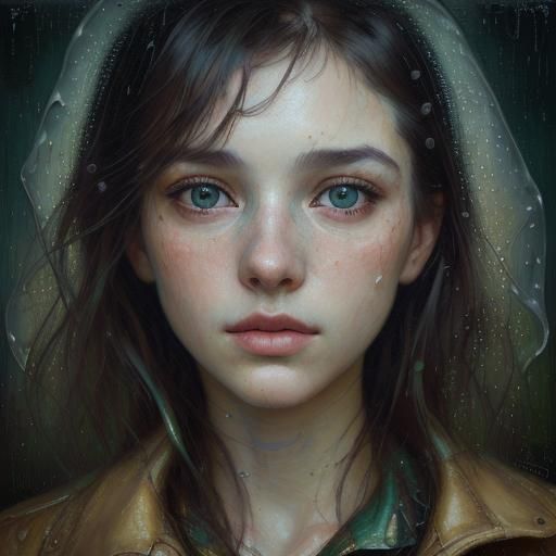 Pluviophilia Portrait in Klimt-Inspired Expressionist Style