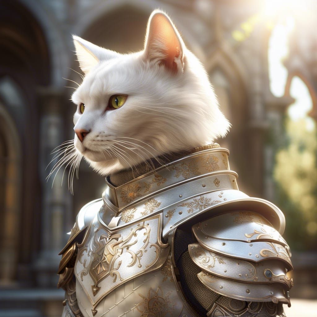 Cat Knight in Ornate Armour, Cel-Shaded CGI