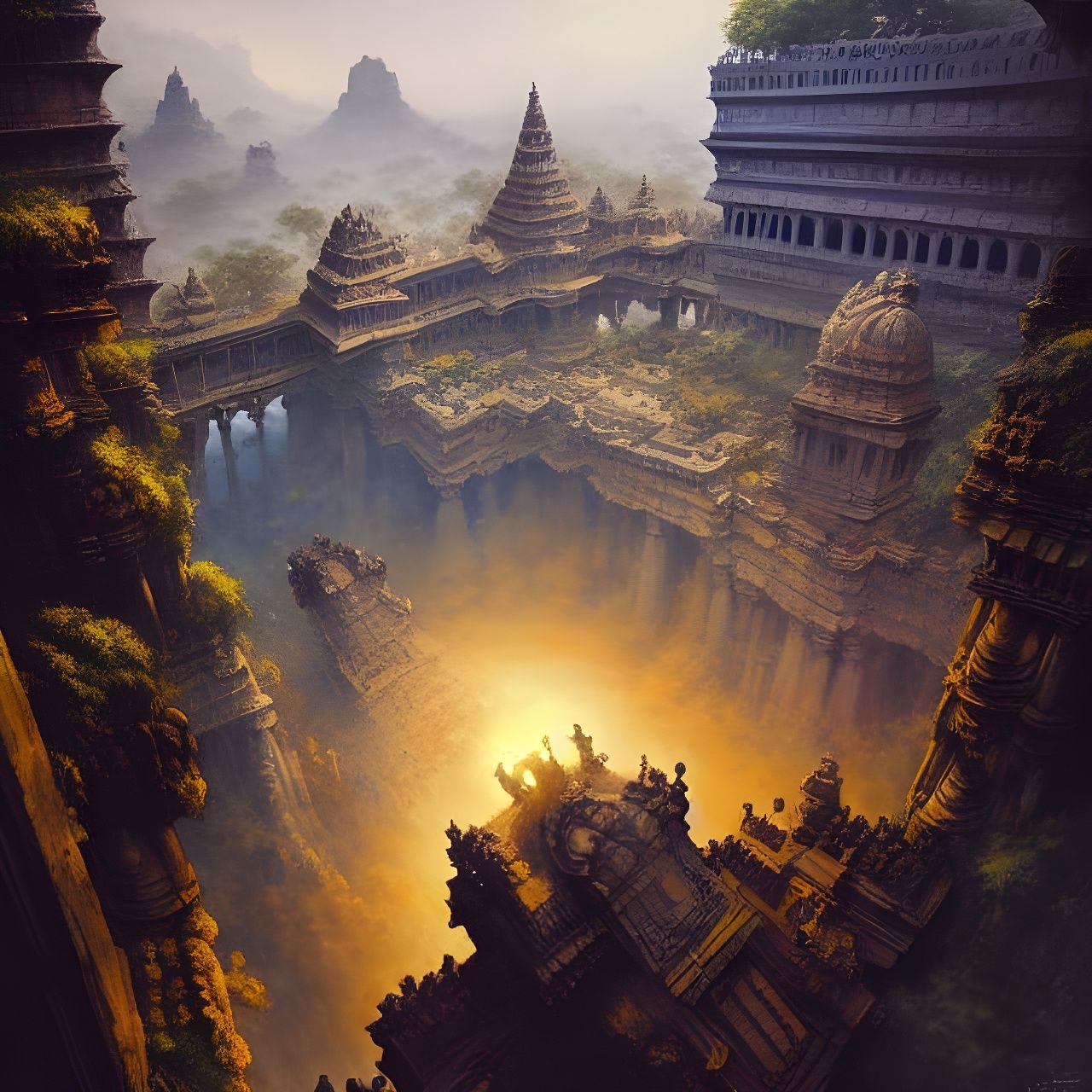 Ellora Caves: Hyperdetailed Bird's Eye View