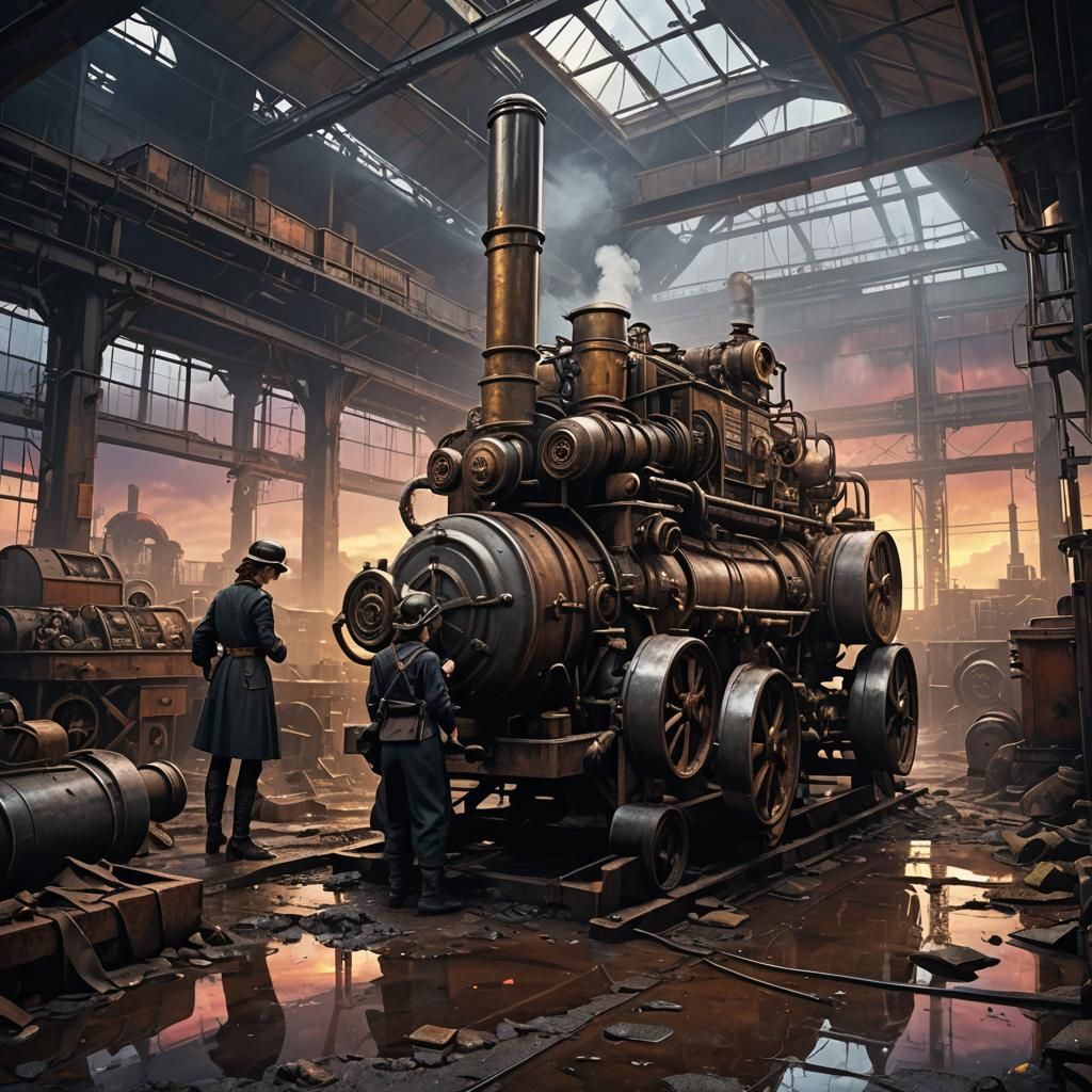 Dieselpunk Factory: Women at Work in Grimdark Setting