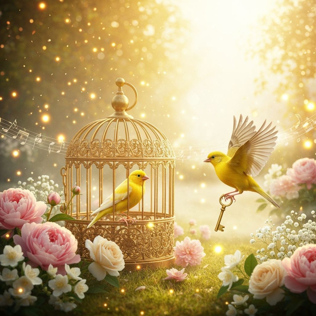 Ethereal Garden Birdcage with Freedom Symbol