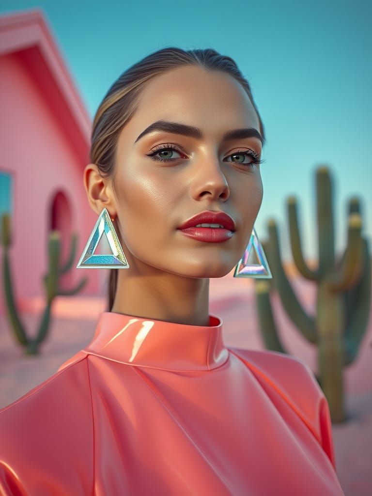 Pastel Desert Model in Candy-Core Fashion