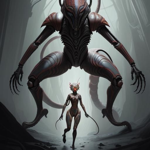 Ahsoka as Xenomorph in Horror Style