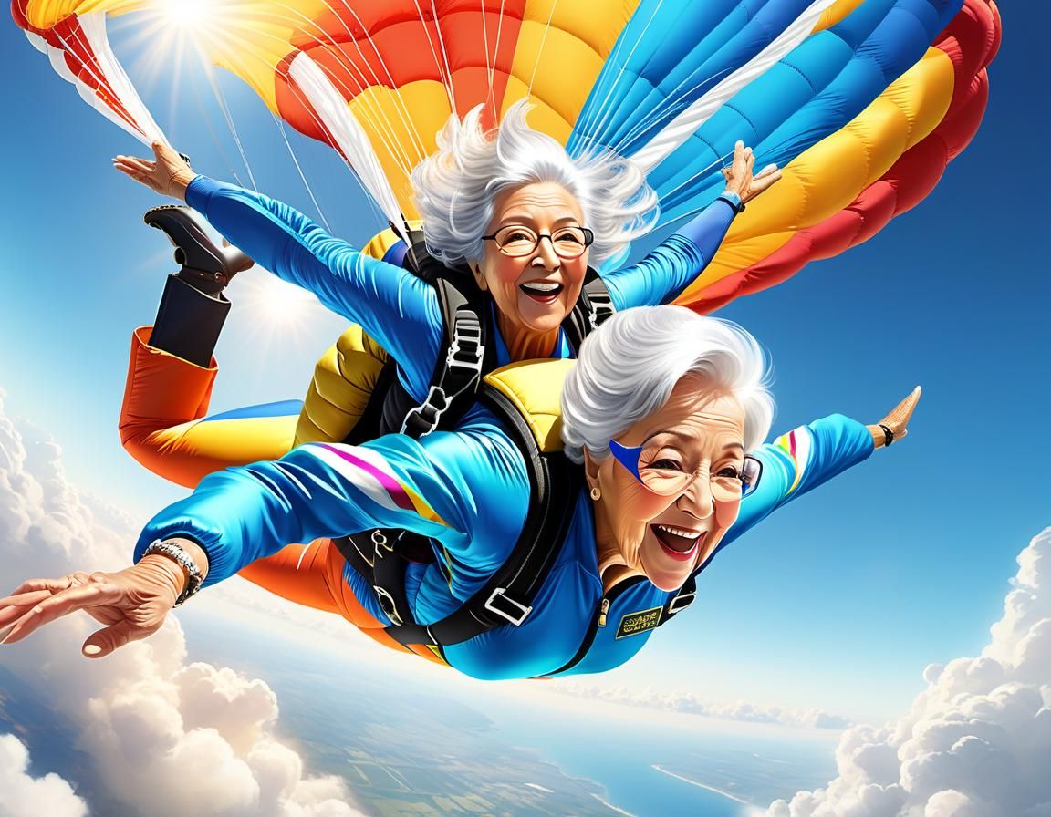 Grandma and friend tandem skydive