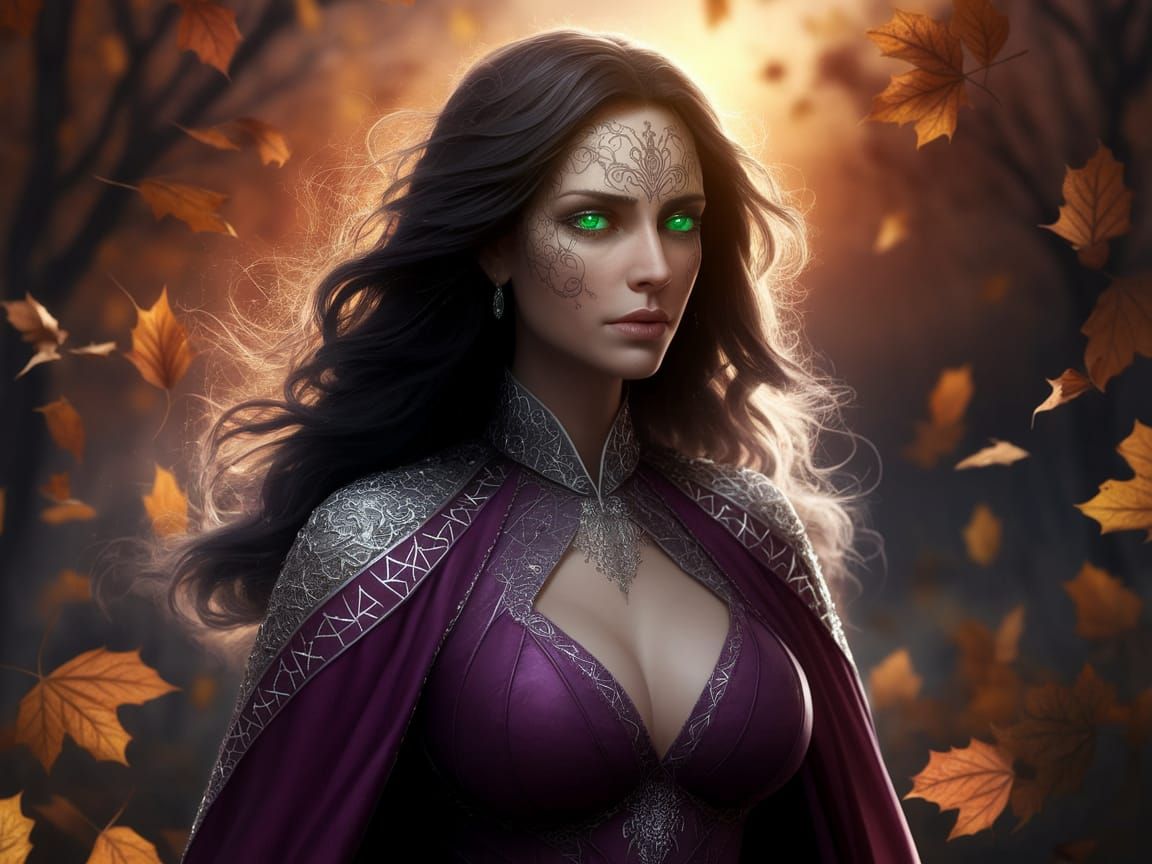 Hyper Realistic Witch in Autumnal Splendor