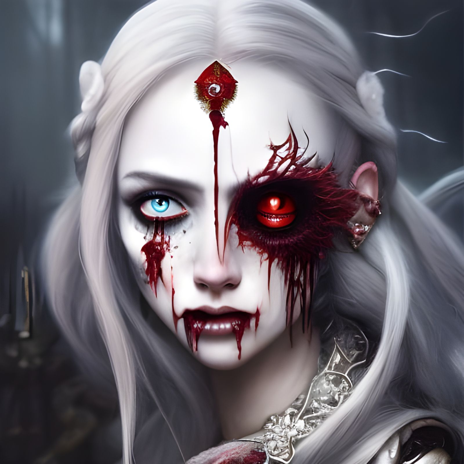 Scary Clown with Shattered Balloon in Hyperrealism