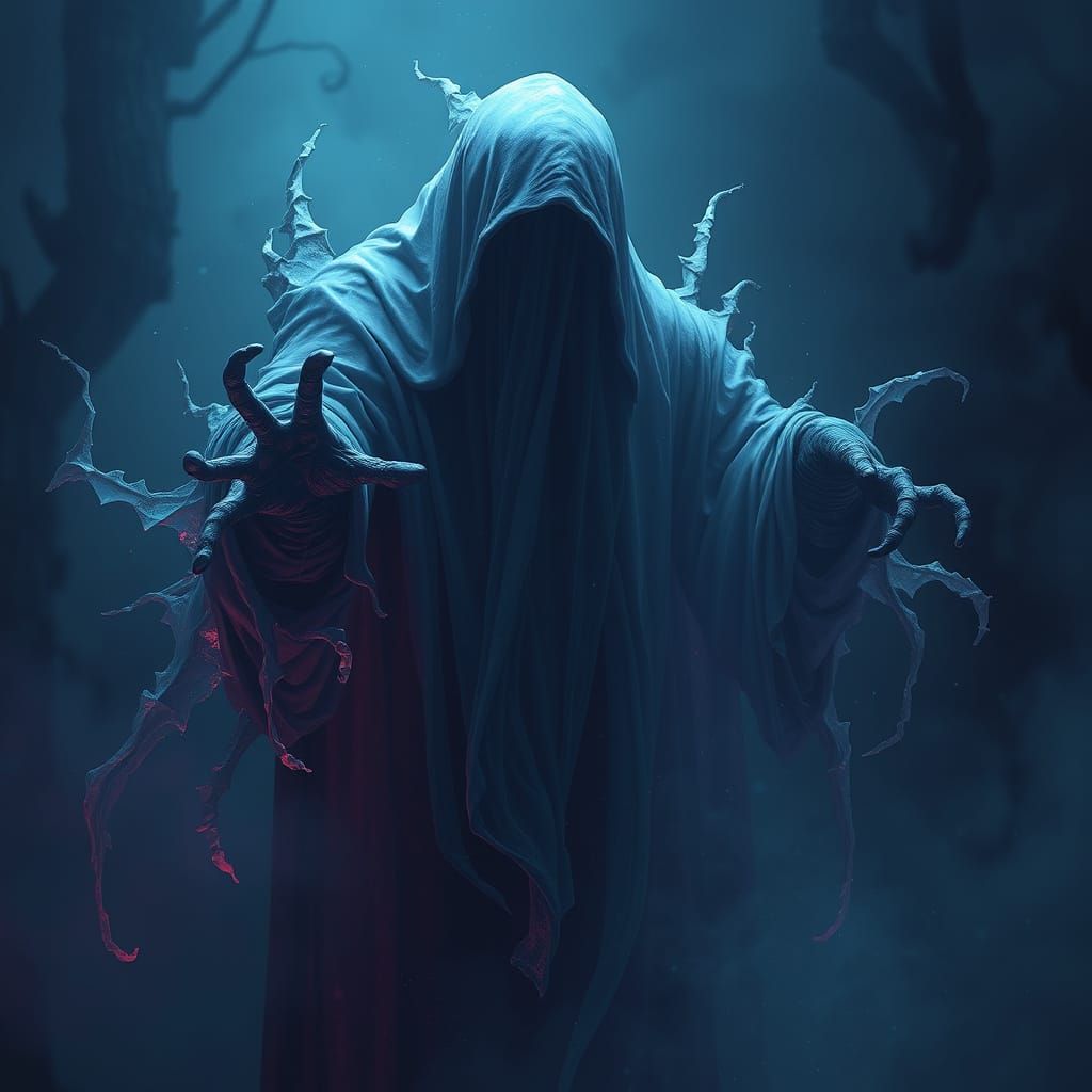 Ethereal Specter in Vibrant Fantasy Realm